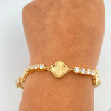 Pulso Tennis Trebol 19.25gr / 7 3/4 in / 3.7mm Oro Amarillo Nac.Esp. 18K %