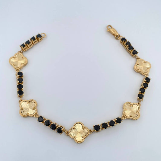 Pulso Tennis Trebol 19.1gr / 8 1/4 in / 3.7mm Oro Amarillo Nac.Esp. 18K %