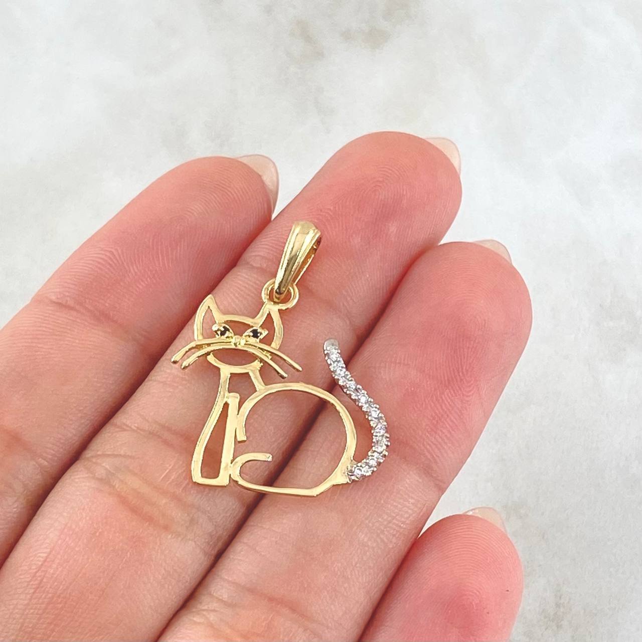 Cat Silhouette Pendant 1.55gr / 2.8cm (1.1in) / 18K Gold *