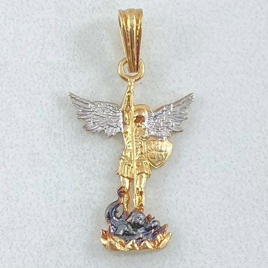 Dije San Miguel 1.8g / 1 in Dos Oros Amarillo Blanco 18K