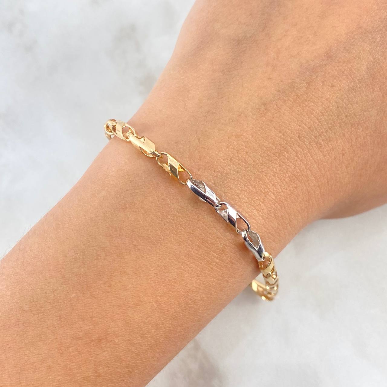 Bracelet Spiral Bipod 7.85gr / 20.5cm / 3.8mm Two Yellow White Gold ©