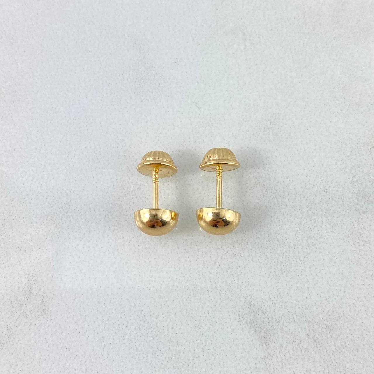 Stud Earrings Media Bead 0.55gr / 6mm Polished 18K Yellow Gold