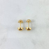 Stud Earrings Media Bead 0.55gr / 6mm Polished 18K Yellow Gold