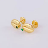 Stud Earrings Coffee Bean 0.8g / in / 6.7mm Yellow Gold 18K