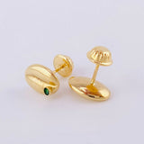 Stud Earrings Coffee Bean 0.8g / in / 6.7mm Yellow Gold 18K