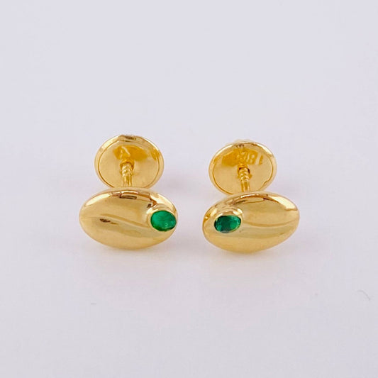 Stud Earrings Coffee Bean 0.65g / in / 7.6mm Yellow Gold 18K