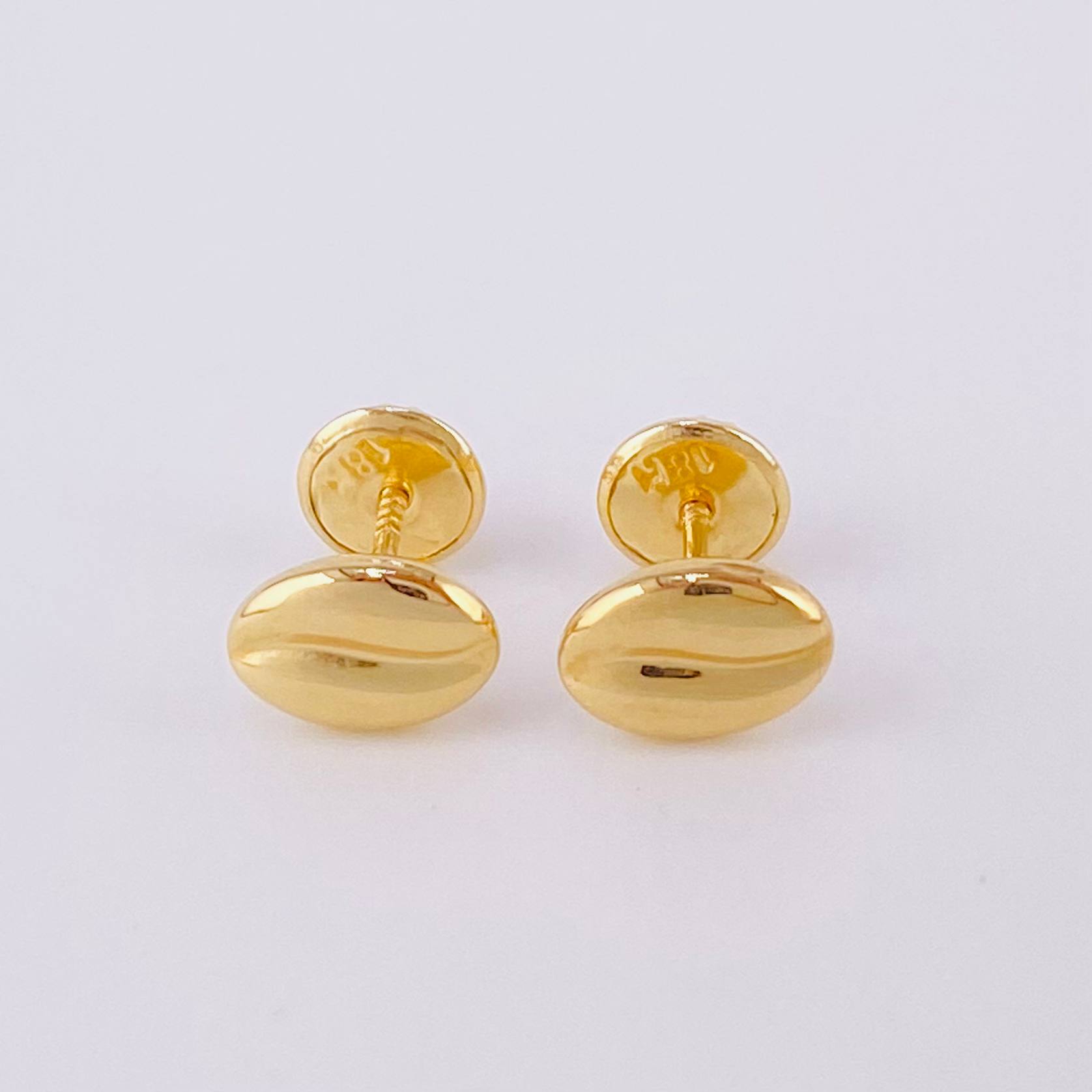 Coffee Bean Stud Earrings 0.6g / in / 7.6mm Yellow Gold 18K
