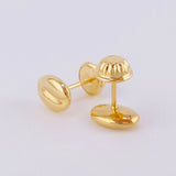 Coffee Bean Stud Earrings 0.6g / in / 7.6mm Yellow Gold 18K