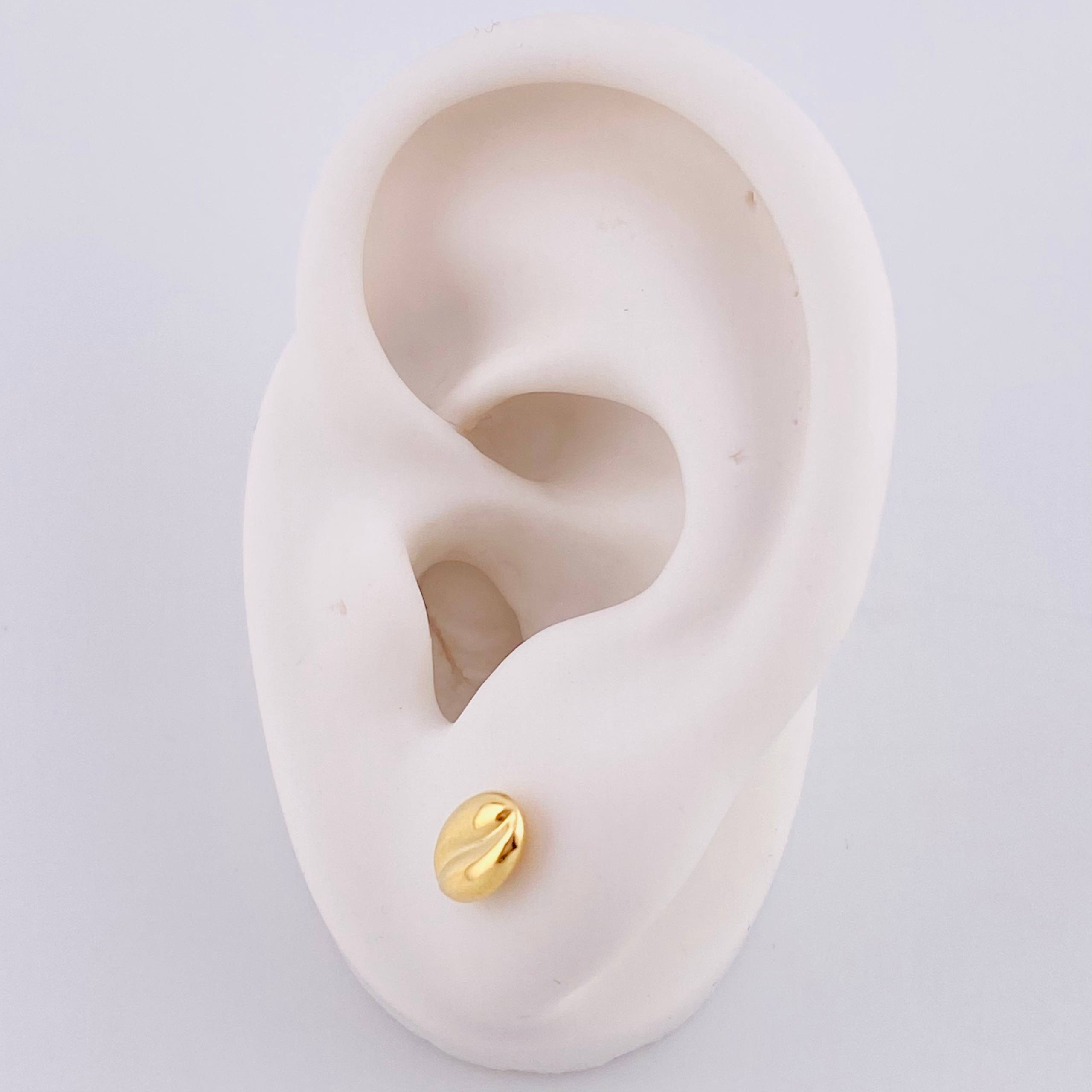Coffee Bean Stud Earrings 0.6g / in / 7.6mm Yellow Gold 18K