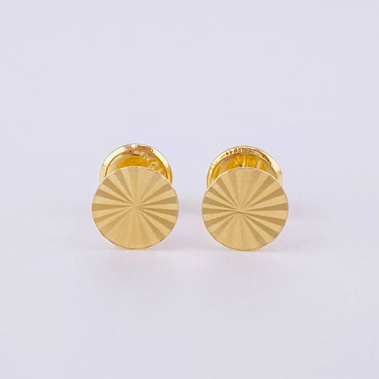 Diamond Cut Circle Stud Earrings 0.5g / in / 5.1mm Yellow Gold 18K