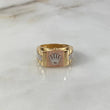 Anillo Corona Cinturón Cuadrado 10.6gr / T11 1/4 / Circones Blancos Dos Oros Amarillo Blanco