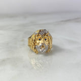 Christ Ring 11.25gr / T10 1/4 / White Zircons Two-tone Yellow and White Gold