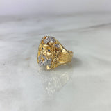 Christ Ring 11.25gr / T10 1/4 / White Zircons Two-tone Yellow and White Gold