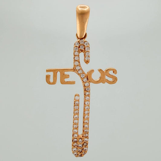 Dije Cruz Jesus 2.3gr / 1 1/2 in / Oro Rosa 18K $