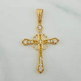Dije Cruz Corazones 1.3gr / 1 1/4 in / Oro Amarillo 18K $