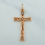 Dije Cruz Cristo Vintage 2.2gr / 1 1/2 in / Dos Oros Blanco Rosa 18K $