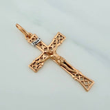 Dije Cruz Cristo Vintage 2.2gr / 1 1/2 in / Dos Oros Blanco Rosa 18K $