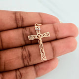 Dije Cruz Cristo Vintage 2.2gr / 1 1/2 in / Dos Oros Blanco Rosa 18K $
