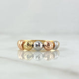 Anillo Trio De Bolas 1.6gr / T7 1/2 / 5mm Bolas Diamantadas Tres Oros 18K