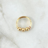 Anillo Trio De Bolas 1.65gr / T7 1/2 / 5mm Bolas Diamantadas Dos Oros Amarillo Rosa 18K