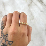 Anillo Trio De Bolas 1.65gr / T7 1/2 / 5mm Bolas Diamantadas Dos Oros Amarillo Rosa 18K