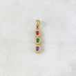 Pendant Thick Trio Line 3.05gr / 3.5cm / White Fuchsia Green Lilac Zircons Yellow Gold ©