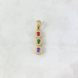 Pendant Thick Trio Line 3.05gr / 3.5cm / White Fuchsia Green Lilac Zircons Yellow Gold ©