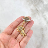 Pendant Astronaut Saturn 8.9gr / 5.5cm / Black and White Zircons Two Golds Yellow White ©