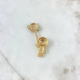 Pendant Astronaut Saturn 8.9gr / 5.5cm / Black and White Zircons Two Golds Yellow White ©