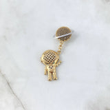 Pendant Astronaut Saturn 8.9gr / 5.5cm / Black and White Zircons Two Golds Yellow White ©