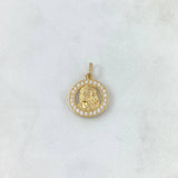 Pendant Jesus Face 2.5gr / 2.2cm / Circle White Zirconia Yellow Gold