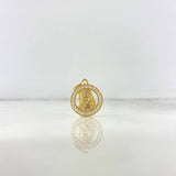 Pendant Jesus Face 2.5gr / 2.2cm / Circle White Zirconia Yellow Gold