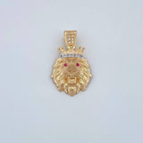 Pendant Lion 3.65gr / 1 in / Two-tone Yellow White 18K Gold %