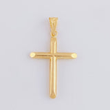 Pendant Cross Flat Tips Plain 0.95g / 1 1/2 in Yellow Gold 18K