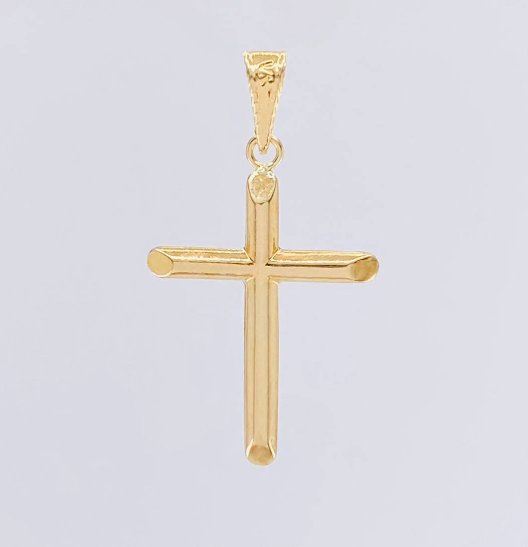 Pendant Cross Flat Tips Plain 0.95g / 1 1/2 in Yellow Gold 18K