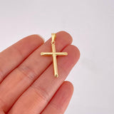 Pendant Cross Flat Tips Plain 0.95g / 1 1/2 in Yellow Gold 18K