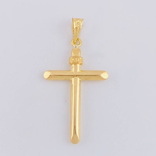 Dije Cruz Puntas Planas 1.25g / 1 1/2 in Oro Amarillo 18K