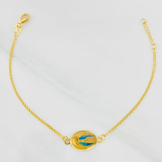 Pulso Modulable Aro Seguido Virgen Milagrosa 1.8g / 7 1/4 in - 6 1/2 in / 0.86mm Oro Amarillo 18K