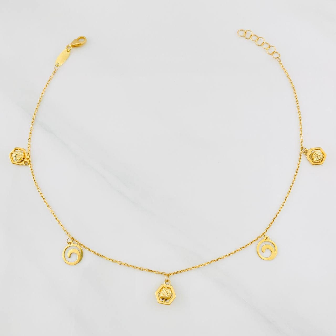 Classic Link Anklet Figures 2.45g / 9 in / 1mm Yellow Gold 18K