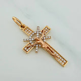 Dije Cruz Cristo 2.5gr / 1 1/2 in / Tres Oros 18K $