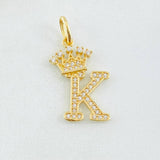 Pendant Crown Letter K 2gr / 1.0in / 18K Gold