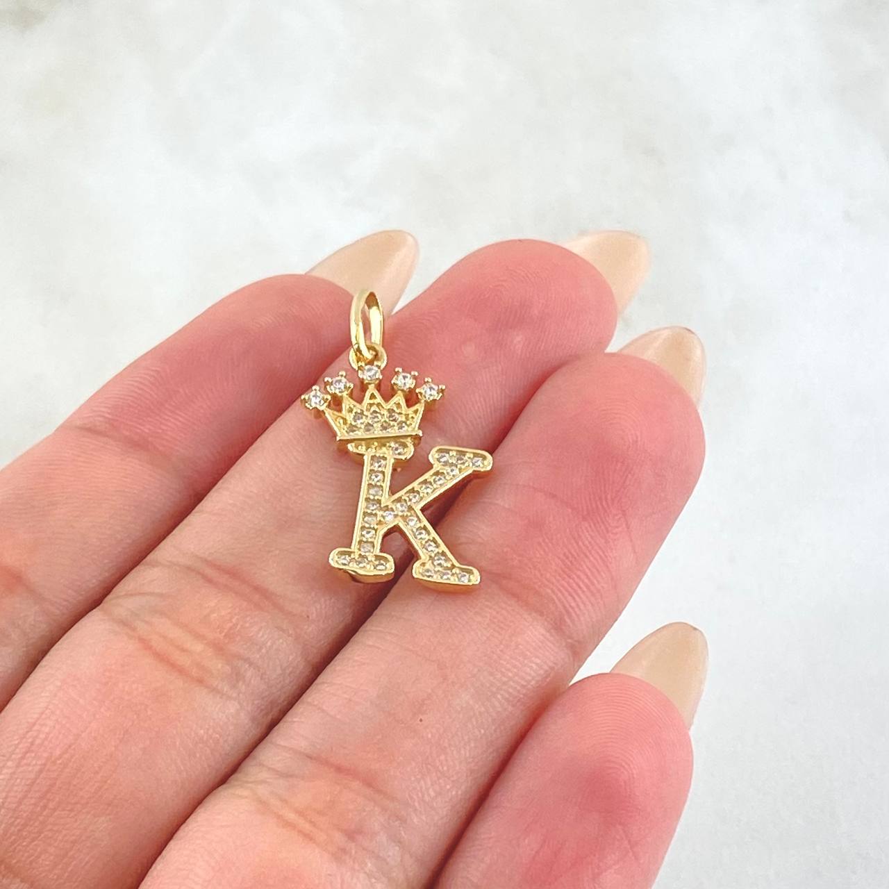 Pendant Crown Letter K 2gr / 1.0in / 18K Gold