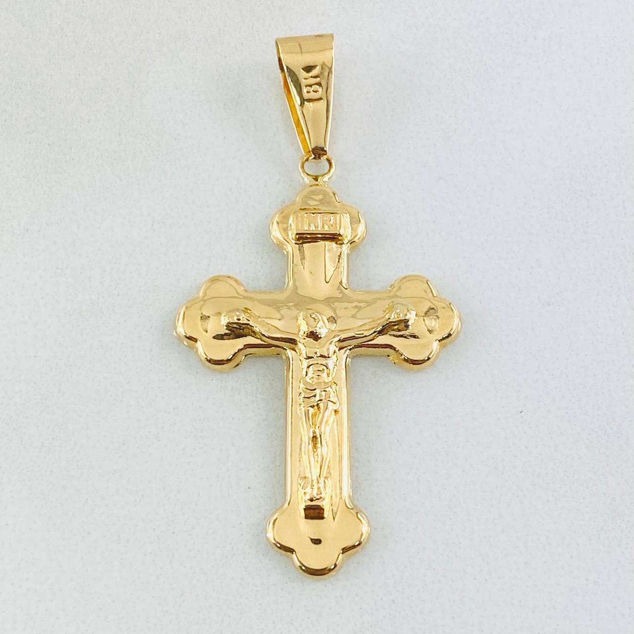 Pendant Cross Christ Florenced 1.9gr / 1.6in / 18K Gold