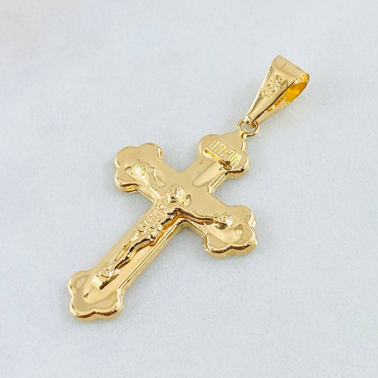 Pendant Cross Christ Florenced 1.9gr / 1.6in / 18K Gold