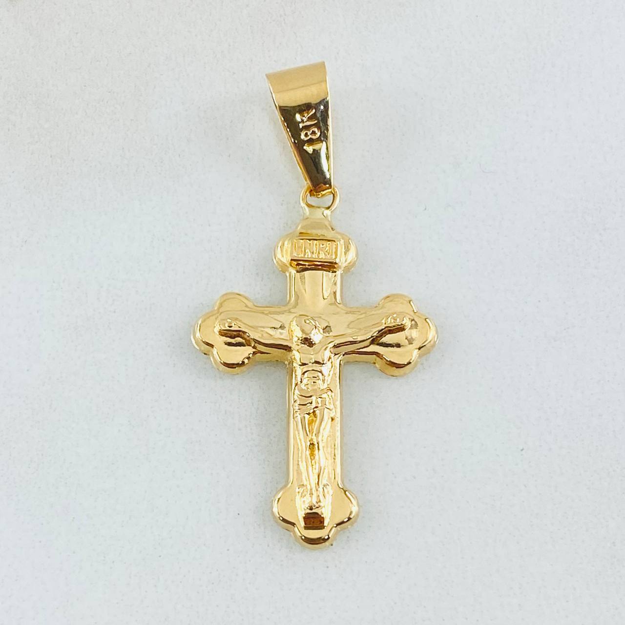 Pendant Cross Christ Florenced 1.55gr / 1.4in / 18K Gold