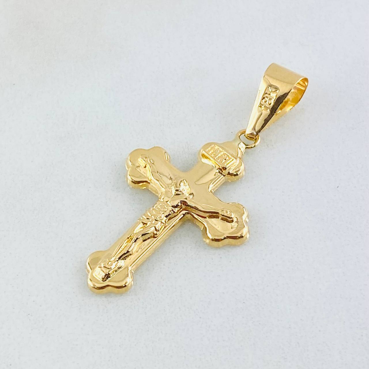 Pendant Cross Christ Florenced 1.55gr / 1.4in / 18K Gold