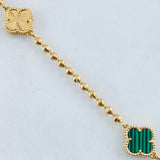 Cadena Trébol Dorado Verde 18.95gr / 45cm / Oro Amarillo Nac.Esp. 18K