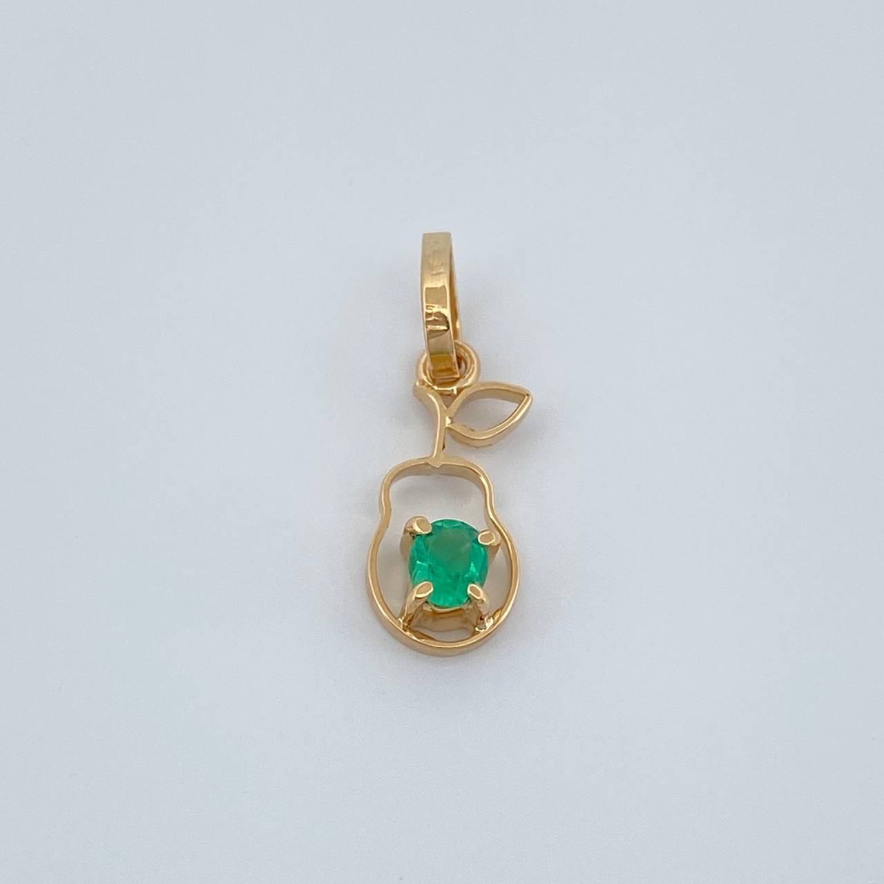 Pendant Pear Shape Emerald 12Pts 0.45gr / 3/4 in / Yellow Gold 18K %