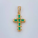 Dije Cruz Barroco Esmeraldas 3.15gr / 1 1/4 in / Oro Amarillo 18K %