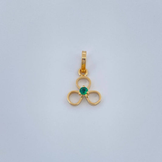 Dije Figura Trebol Esmeralda 0.35gr / 1/2 in / Oro Amarillo 18K %